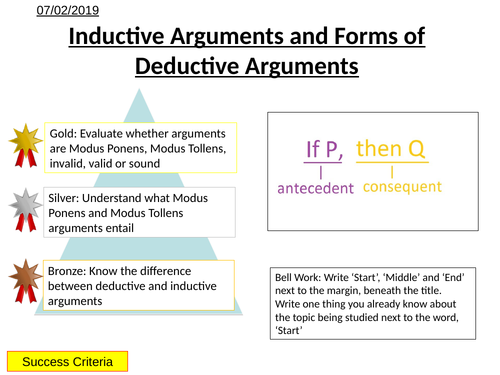 Logic - Inductive Arguments and Forms of Deductive Arguments