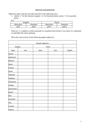 A full explanation with stepped activities on adjectives.