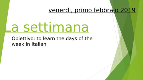 days of the week Italian KS3