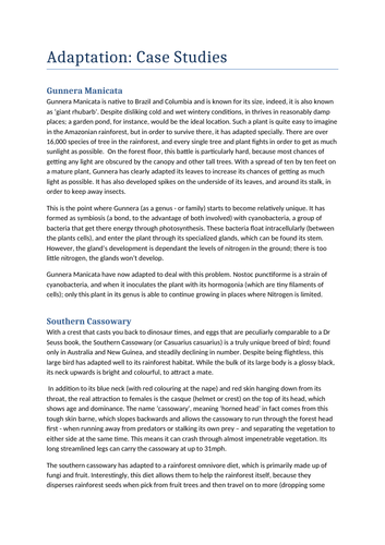 GCSE Biology Adaptation Cases Studies Posters & Notes