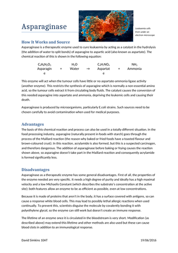 GCSE Biology Asparaginase Notes