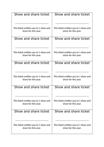 Show and Tell tickets