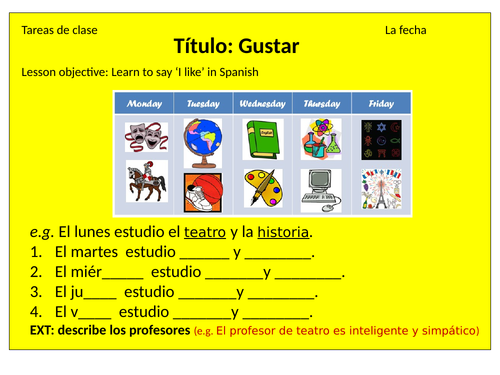 KS3 lesson on gustar