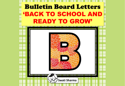 Bulletin Board letters, Back To School And Ready To Grow