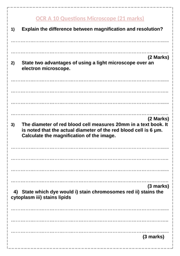 Microscopes OCR A Revision Questions