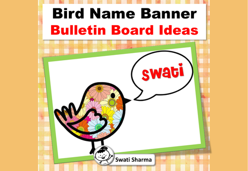 Bird Name Banner, Spring, Back to School, Bulletin Board Clipart