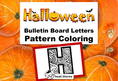 Halloween Banner, Bulletin Board Letters, for Pattern Coloring