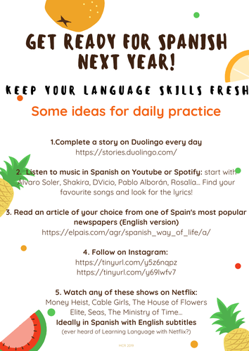 Spanish - Transition to A Level - Year 11 into Year 12