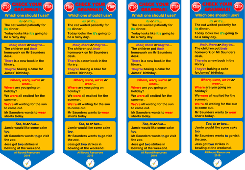 STOP GRAMMAR TIME! Check Your Grammar Bookmarks - Homophone and Language Devices!