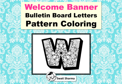 Welcome Banner, Bulletin Board Letters, for Pattern Coloring