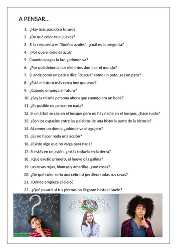 Spanish A Level: Thunk Questions (speaking, thinking skills)