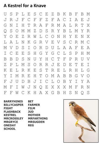 Kes - A Kestrel for a Knave Word Search