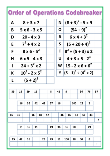 Order of Operations Codebreaker