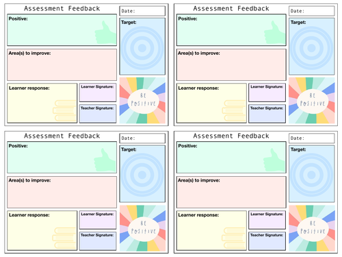 Assessment Feedback Slips - SPAG/Numeracy/Soft Skills/Targets