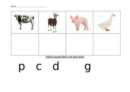 Initial sound cut and stick (farm)