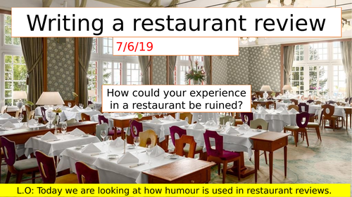 2 lessons on reading and writing restaurant review. Ideal for KS3.