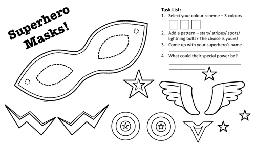 Superhero Mask Worksheet