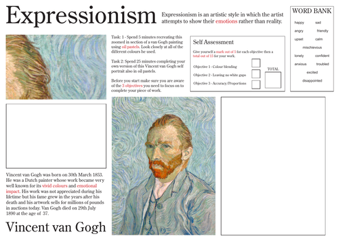 Vincent van Gogh Expressionism Worksheet