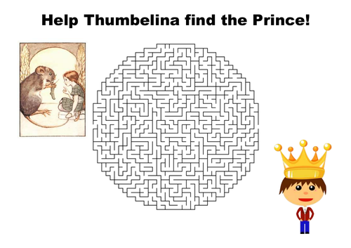 Help Thumbelina find the Prince maze puzzle