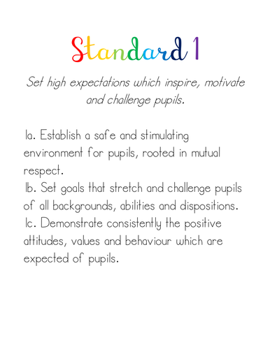 Teachers' Standards Title Pages for Folders