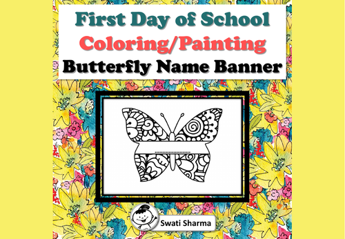 First Day Of School Activity Butterfly Name Banner Pattern