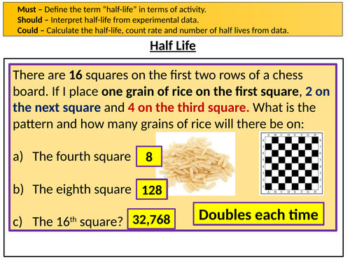 Half Life (Lesson + worksheets) - AQA P7