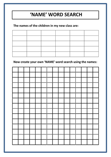 New Class 'Name' Word Search