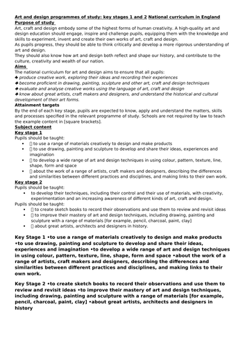 Art and Design Progression of Skills for whole school
