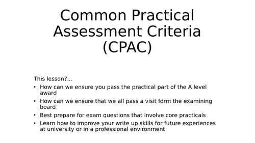 CPAC - Common Practical Assessment Criteria for Edexcel A level Biology B an approach