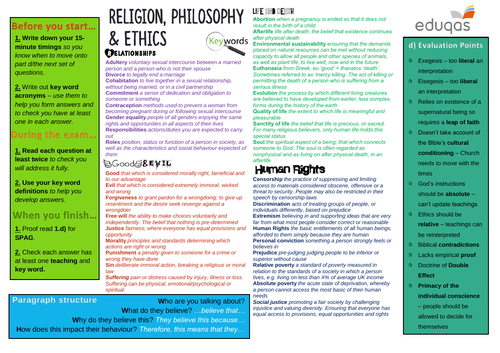 EDUQAS GCSE Route A Component 1 (Philosophy and Ethics) Revision Mat