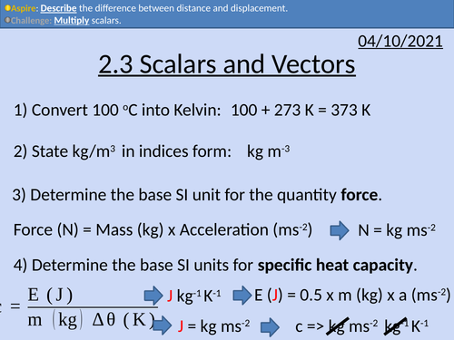 OCR AS level Physics: Scalars and Vectors