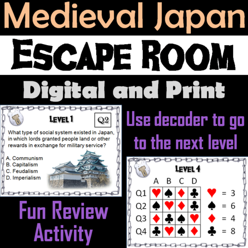 Feudal or Medieval Japan Activity: Social Studies Escape Room History