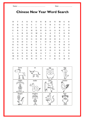 Chinese new year word search teaching resources