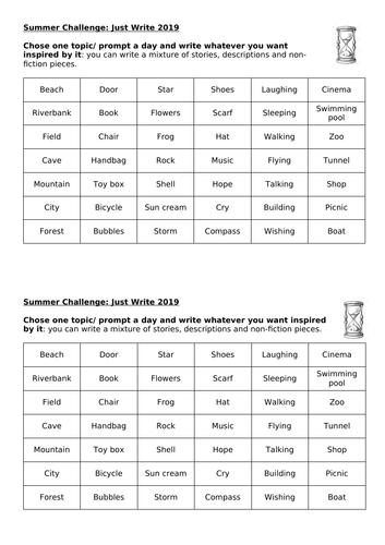 Summer writing prompt Challenge