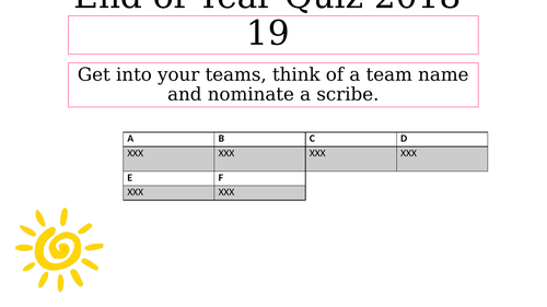 End of Year Quiz 2018-19