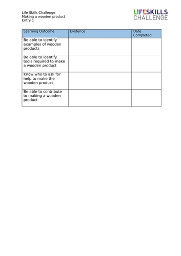 ASDAN Lifeskills Challenge Making a wooden product