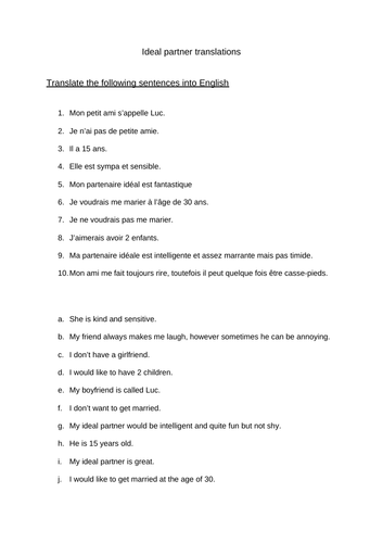 KS4 translation practice relationships