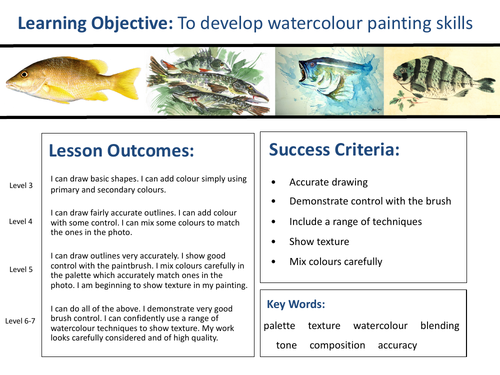 KS3 Art Project - Watercolour Fish