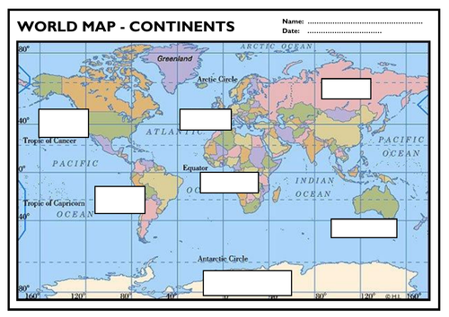 Label The 7 Continents Teaching Resources