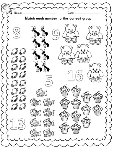 Reception / Year 1 Term 1 counting objects to 20 worksheet