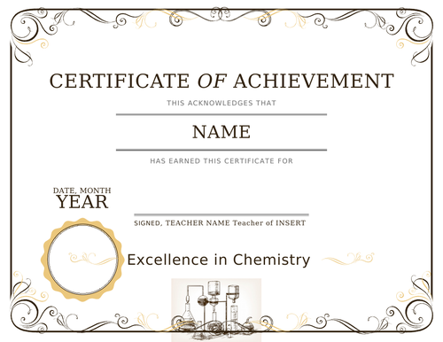 Certificate of Achievement and Effort for Chemistry