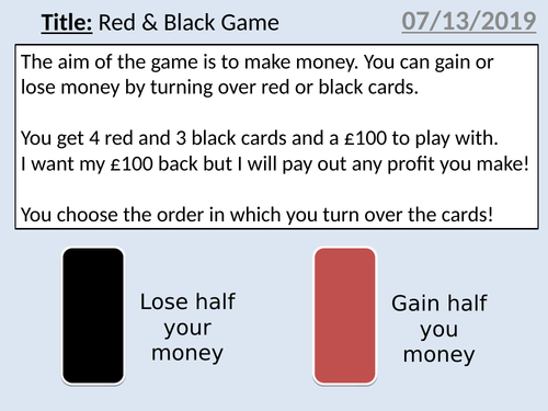 Red & Black Maths Game / Investigation (Percentage Multipliers)