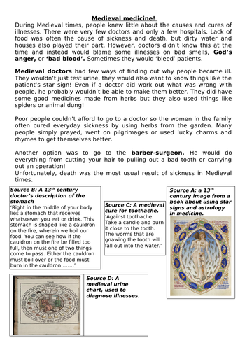 Information sheet on medieval medicine