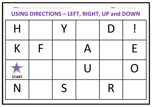Directions Activity - Left, Right, Up, Down