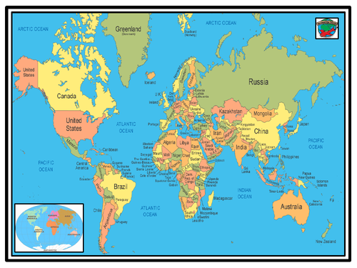 Labeled World Map Countries And Continents