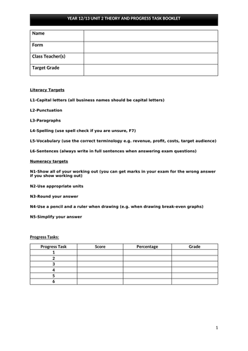 CTEC Level 3 Business Unit 2 Theory Booklet