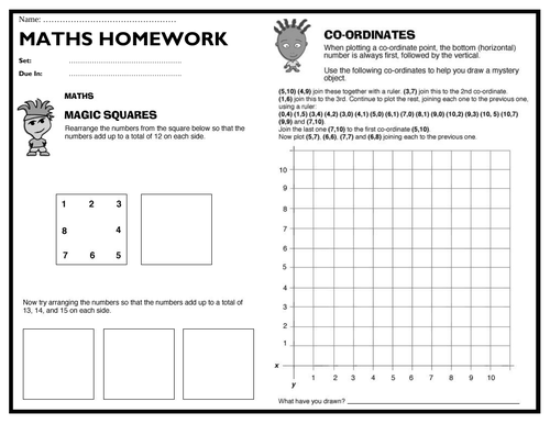 maths week homework activities