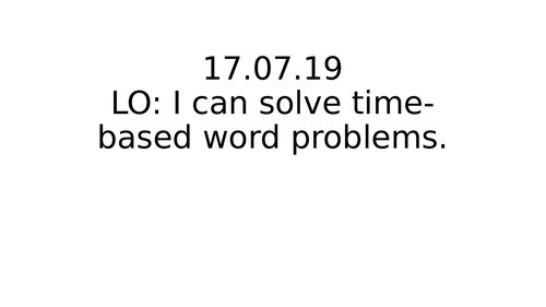 Time based word problems for Year1/2