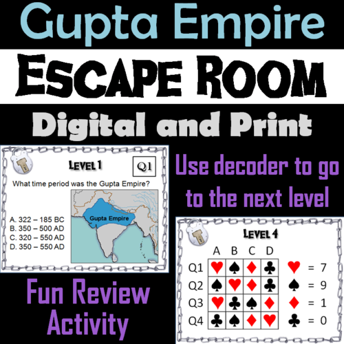 Gupta Empire Activity: Social Studies Escape Room Ancient India Unit