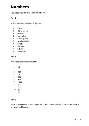 Maths: Year 3 _ Reading and writing numbers